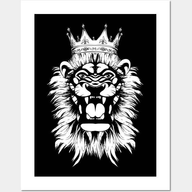 Crown King Lion Roaring Lion Wall Art by shirtsyoulike